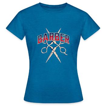 Barbier Barbier - T-shirt Femme - bleu saphir antique chiné - Devant - AI Model Female 172 dark (172cm)
