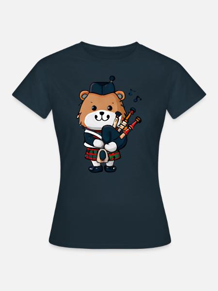 Schottischer Dudelsack-Bär - Frauen T-Shirt - Navy