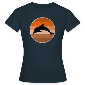 Delphin - Frauen T-Shirt - Navy - Vorne - AI Model Female 172 dark (172cm)