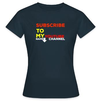 Subscribe To Channel - Women's T-Shirt - navy - Front - AI Model Female 172 dark (172cm)