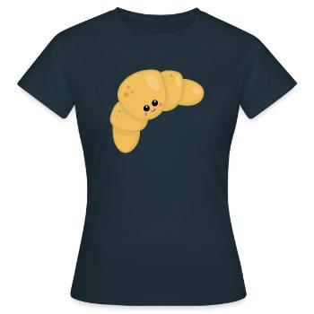 Croissant - Frauen T-Shirt - Navy - Vorne - AI Model Female 172 dark (172cm)