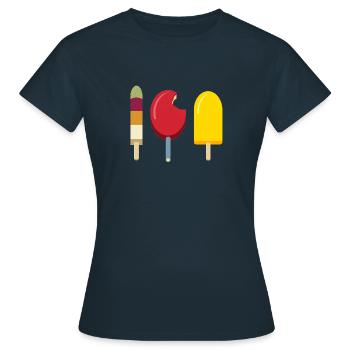 Eis Kombi - Frauen T-Shirt - Navy - Vorne - AI Model Female 172 dark (172cm)