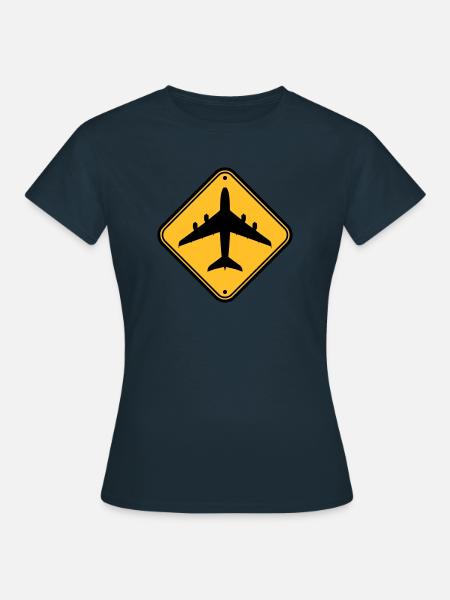 Schild Flugzeug Zone - Frauen T-Shirt - Navy