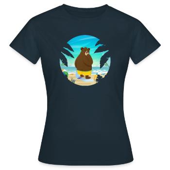 Strandbär Shorts - Frauen T-Shirt - Navy - Vorne - AI Model Female 172 dark (172cm)