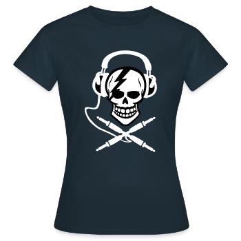 Music Pirate, Musik Pirat Piraterie Headphones - Frauen T-Shirt - Navy - Vorne - AI Model Female 172 dark (172cm)