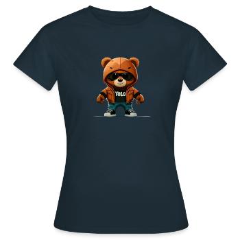 Yolo Bär im Gangster Style - Frauen T-Shirt - Navy - Vorne - AI Model Female 172 dark (172cm)