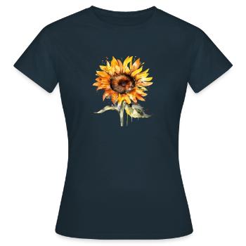 Tournesol avec tige - T-shirt Femme - marine - Devant - AI Model Female 172 dark (172cm)
