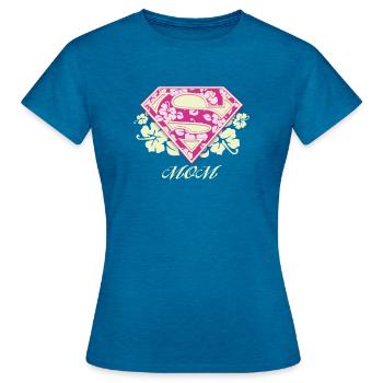 Superman S-Shield Mom - Women's T-Shirt - antique blue sapphire heather - Front - AI Model Female 172 dark (172cm)