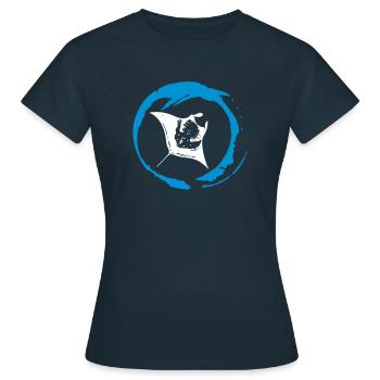 Manta im Luftblasen Kreis - Frauen T-Shirt - Navy - Vorne - AI Model Female 172 dark (172cm)