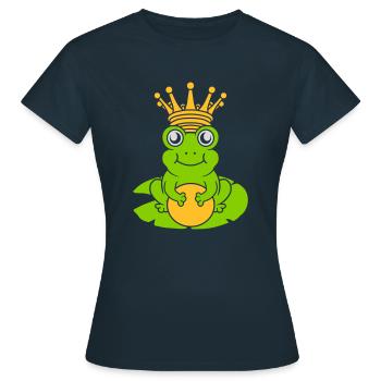 Le roi grenouille enchanté est assis nénuphar - T-shirt Femme - marine - Devant - AI Model Female 172 dark (172cm)