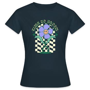 time to bloom - Women's T-Shirt - navy - Front - AI Model Female 172 dark (172cm)