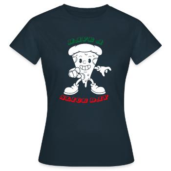 Pizza Slice Day - Frauen T-Shirt - Navy - Vorne - AI Model Female 172 dark (172cm)