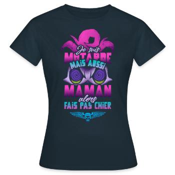 Je suis motarde mais aussi maman alors fais pas... - T-shirt Femme - marine - Devant - AI Model Female 172 dark (172cm)