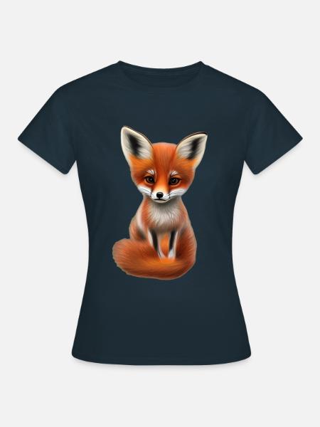 Fuchs handgemalter Fuchs Welpe - Frauen T-Shirt - Navy