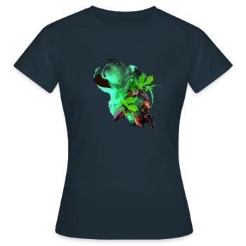 tolle Tierfotos, Flughund mit baby - Frauen T-Shirt - Navy - Vorne - AI Model Female 172 dark (172cm)