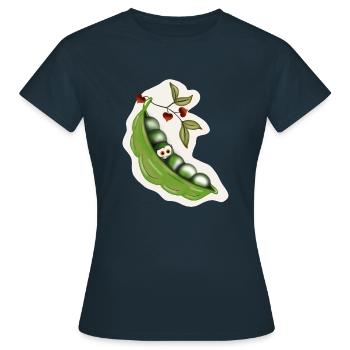 Erbsen - Frauen T-Shirt - Navy - Vorne - AI Model Female 172 dark (172cm)