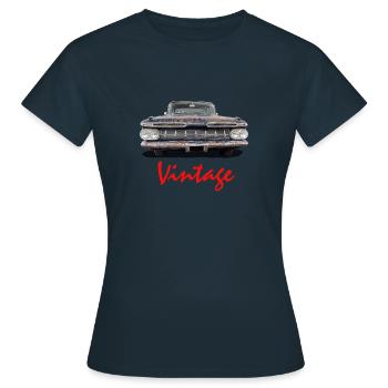Vintage Car red - Frauen T-Shirt - Navy - Vorne - AI Model Female 172 dark (172cm)
