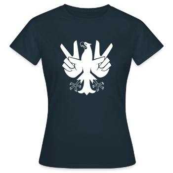 Cool Peace Eagle | Peace Eagle | aigle allemand - T-shirt Femme - marine - Devant - AI Model Female 172 dark (172cm)