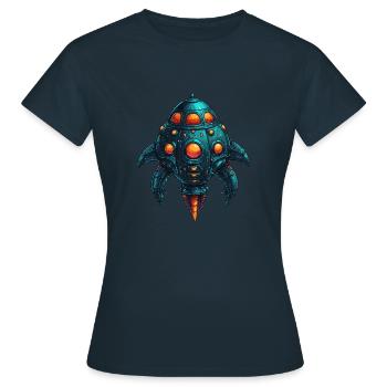 Colorful imaginative whimsical spaceship - Women's T-Shirt - navy - Front - AI Model Female 172 dark (172cm)