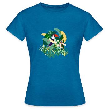 Toucan tropicool - T-shirt Femme - bleu saphir antique chiné - Devant - AI Model Female 172 dark (172cm)