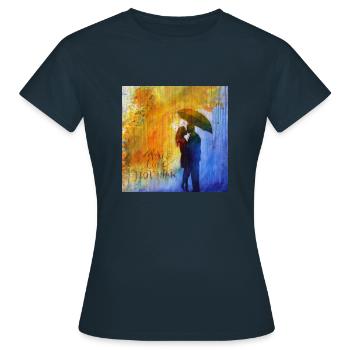 fais l'amour pas la guerre, Cilia de Munnik - T-shirt Femme - marine - Devant - AI Model Female 172 dark (172cm)
