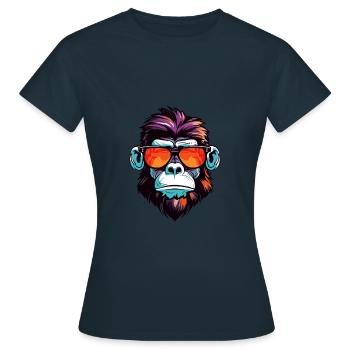Portrait de tête de singe Cool - T-shirt Femme - marine - Devant - AI Model Female 172 dark (172cm)