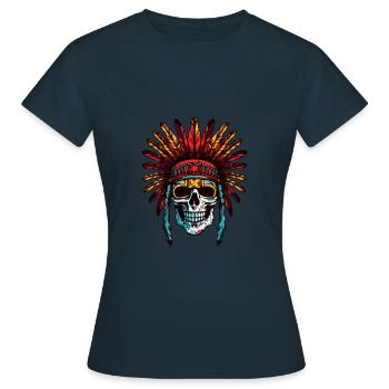 Crâne Apache Indien - T-shirt Femme - marine - Devant - AI Model Female 172 dark (172cm)