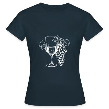Verre à vin Raisins Vin - T-shirt Femme - marine - Devant - AI Model Female 172 dark (172cm)