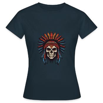 Crâne de chef indien Apache - T-shirt Femme - marine - Devant - AI Model Female 172 dark (172cm)