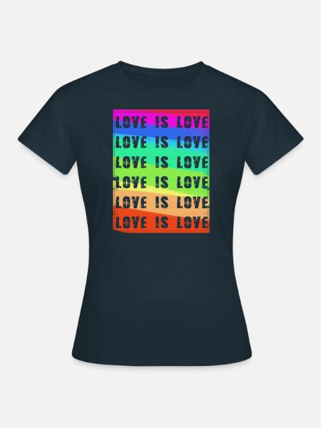 love is love,herzen,bunt,regenbogen,love - Frauen T-Shirt - Navy