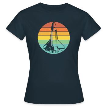 Retro Rakete Space Shuttle - Frauen T-Shirt - Navy - Vorne - AI Model Female 172 dark (172cm)