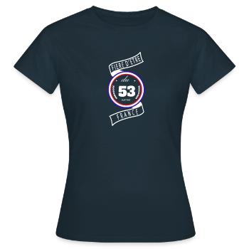 Fière D'être Du 53 Mayenne France - T-shirt Femme - marine - Devant - AI Model Female 172 dark (172cm)