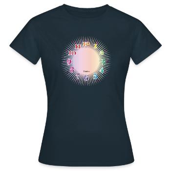 Zifferblatt mit bunten Ziffern ohne Uhrzeiger - Frauen T-Shirt - Navy - Vorne - AI Model Female 172 dark (172cm)