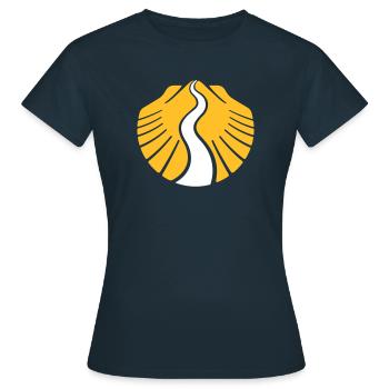 Jakobsweg Muschel | Pilgermuschel Camino Santiago - Frauen T-Shirt - Navy - Vorne - AI Model Female 172 dark (172cm)