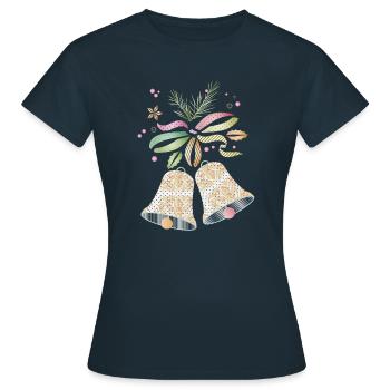 Weihnachtsglocken in zarten bunten Farben - Frauen T-Shirt - Navy - Vorne - AI Model Female 172 dark (172cm)