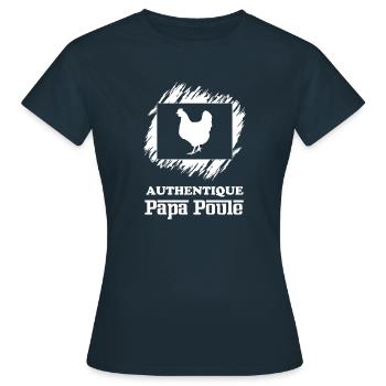 Authentique papa poule 2 - T-shirt Femme - marine - Devant - AI Model Female 172 dark (172cm)