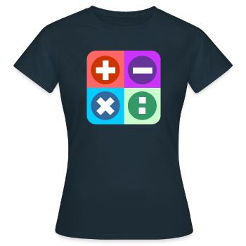 Logo mit vier Emblemen Farbe berechnen - Frauen T-Shirt - Navy - Vorne - AI Model Female 172 dark (172cm)