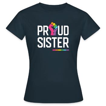 LGBT Pride Month - Proud Sister - Women's T-Shirt - navy - Front - AI Model Female 172 dark (172cm)