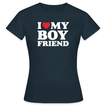 I Love My Boyfriend - Women's T-Shirt - navy - Front - AI Model Female 172 dark (172cm)