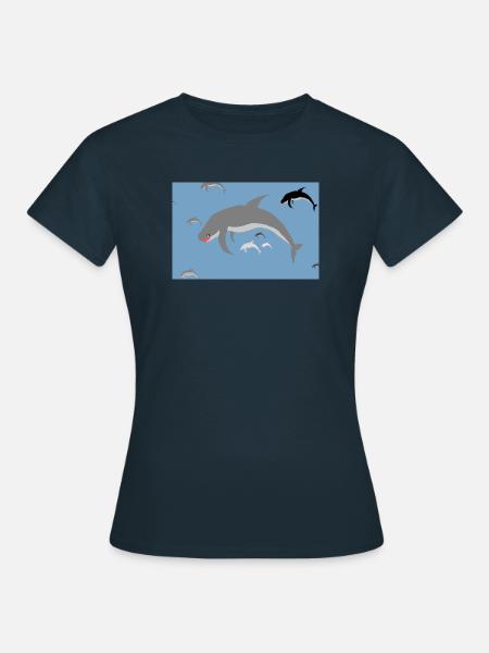 Delfinenschwarm Blaues Meer - Frauen T-Shirt - Navy