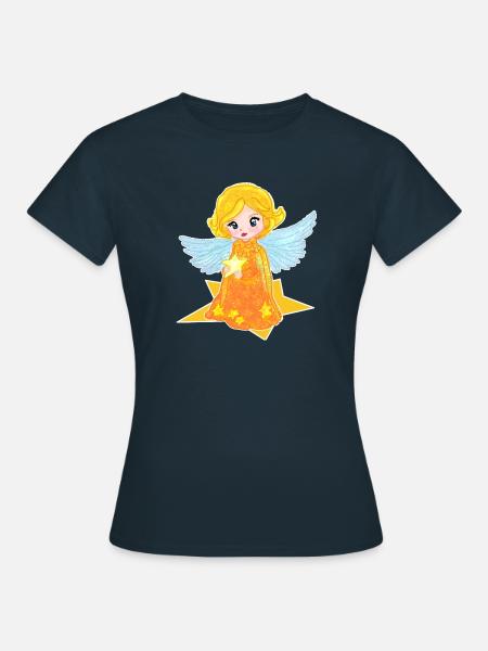 Kawaii Engelchen mit Stern - Frauen T-Shirt - Navy