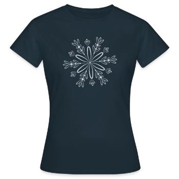 Fleur de cristal de neige en filigrane en hiver - T-shirt Femme - marine - Devant - AI Model Female 172 dark (172cm)