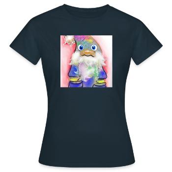 Bunter Weihnachtsmann mit Farbverlauf - Frauen T-Shirt - Navy - Vorne - AI Model Female 172 dark (172cm)