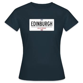 Ortsschild von Edinburgh - Frauen T-Shirt - Navy - Vorne - AI Model Female 172 dark (172cm)