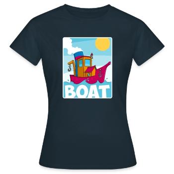 Buntes Bild eines lustigen Schleppers - Frauen T-Shirt - Navy - Vorne - AI Model Female 172 dark (172cm)