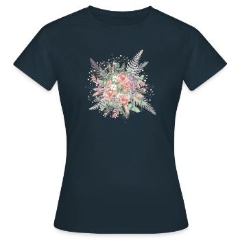 Brautstrauss in zauberhaften zarten Farbtönen - Frauen T-Shirt - Navy - Vorne - AI Model Female 172 dark (172cm)