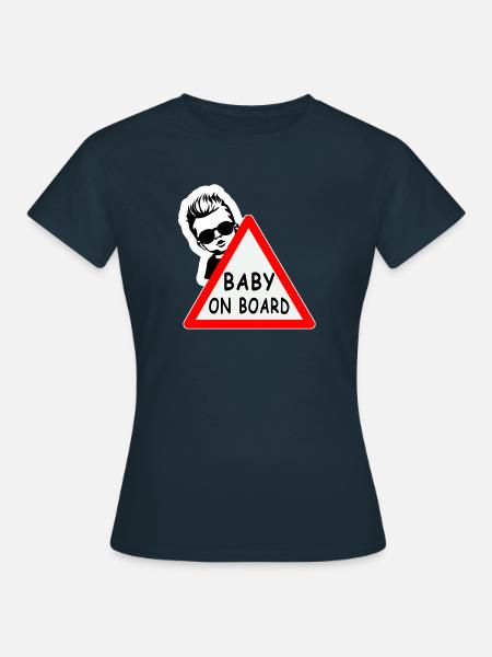 Autoaufkleber BABY ON BOARD - Frauen T-Shirt - Navy