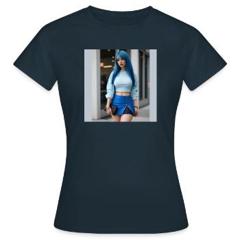 Blau mit femininem Stil - Frauen T-Shirt - Navy - Vorne - AI Model Female 172 dark (172cm)