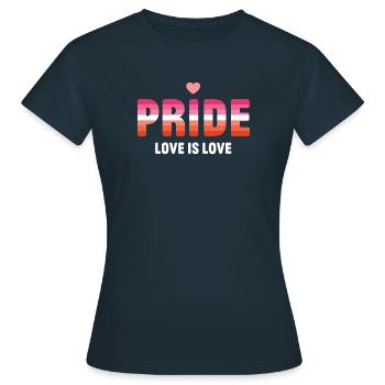 LGBT Pride Month - Love is Love (Lesbian) - Women's T-Shirt - navy - Front - AI Model Female 172 dark (172cm)