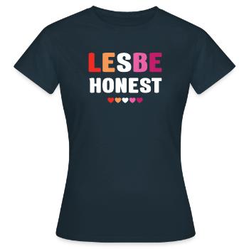 LGBTQ Pride Month - Lesbe Honest - Women's T-Shirt - navy - Front - AI Model Female 172 dark (172cm)
